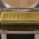 A gold bar is displayed at the currency museum of Lebanon’s Central Bank in Beirut